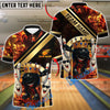 BlueJose Bowling And Pins Royal Fireball Gold Stripe Dab Design Customized Name, Team Name 3D Shirt (4 Colors)