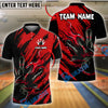BlueJose Bowling And Pins Color Paint Customized Name, Team Name 3D Shirt (4 Colors)
