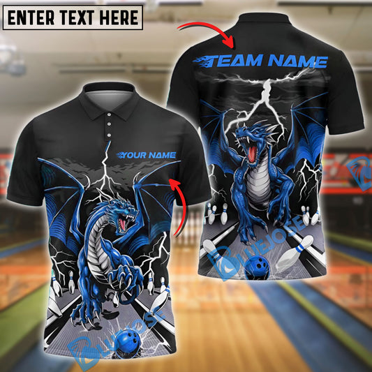 BlueJose Bowling Lane Thunder Dragon Customized Name, Team Name 3D Shirt (4 Colors)