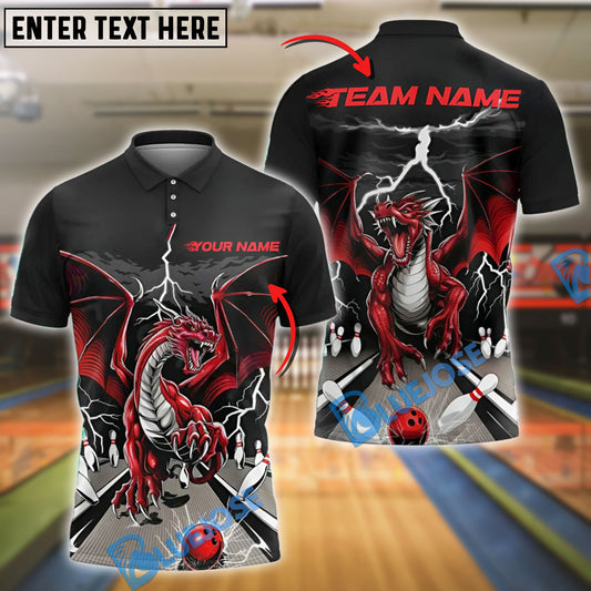 BlueJose Bowling Lane Thunder Dragon Customized Name, Team Name 3D Shirt (4 Colors)