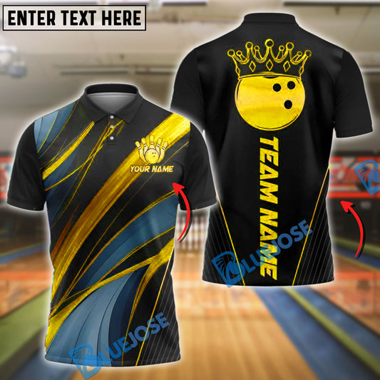 BlueJose Bowling Golden Strike Customized Name, Team Name 3D Shirt (4 Colors)
