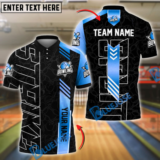 BlueJose Bowling Modern Gold Vector Style Customized Name, Team Name 3D Shirt (4 Colors)