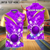 BlueJose Bowling Flaming Ball & Pins Design Customized Name, Team Name 3D Shirt (4 Colors)