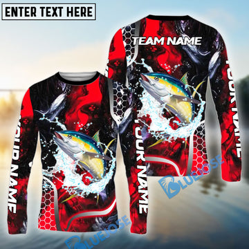 Bluejose Tuna Fishing Red Thunder Custom Name & Team Name 3D Shirts