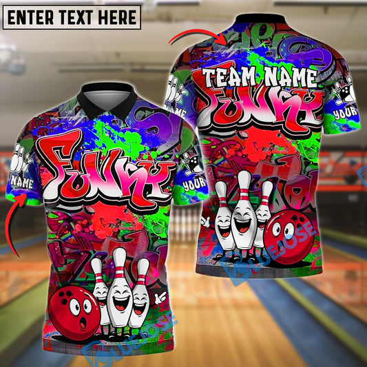 BlueJose  Funny Graffiti Bowling Crew Customized Name, Team Name 3D Shirt (4 Colors)