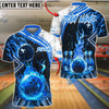 BlueJose Bowling And Pins Fire & Smoke Design Customized Name 3D Shirt (4 Colors)