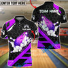 BlueJose Bowling And Pins Flame Hexagon Pattern Customized Name, Team Name 3D Shirt (4 Colors)