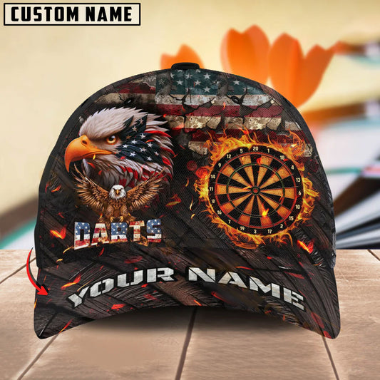 BlueJose Darts Flaming Eagle Personalized Name Cap