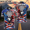 BlueJose Darts Eagle Dartboard American Flag Design Personalized Name Shirt