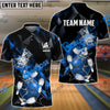 BlueJose Bowling And Pins Broken Glass Customized Name 3D Shirt (6 Colors)