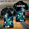 BlueJose Bowling And Pins Broken Glass Customized Name 3D Shirt (6 Colors)