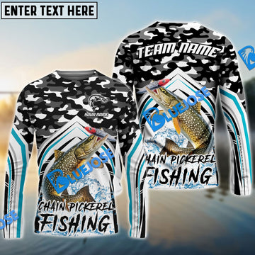 Bluejose Chain Pickerel Fishing Black Camo Sport Custom Name & Team Name 3D Shirts