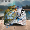 BlueJose Fishing Hook White Fish Scale American Flag Personalized Name Classic 3D Cap Personalized Cap (13 Breeds)