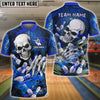 BlueJose Bowling And Pins Skull Lightning Multicolor Customized Name 3D Shirt (4 Colors)
