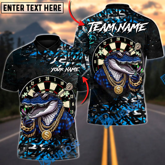BlueJose Darts King Crocodile Multicolor Options Personalized Name Shirt (6 Colors)