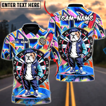 BlueJose Darts Street Bulldog Graffiti Multicolor Options Personalized Name Shirt (4 Colors)