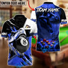 BlueJose Billiards 8-Ball Crimson T-Rex Fury Customized Name, Team Name 3D Shirt (4 Colors)