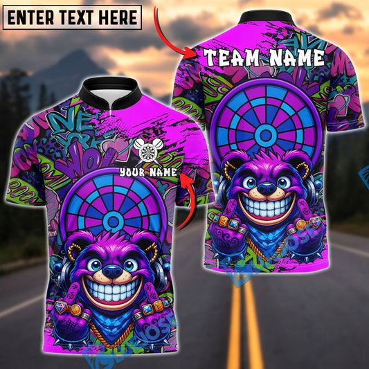 BlueJose Darts Gangster Bear Design Customized Name, Team Name 3D Shirt (4 Colors)