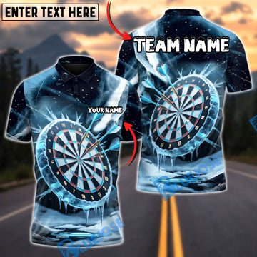 BlueJose Darts Frozen Bullseye Multicolor Options Personalized Name Shirt (4 Colors)