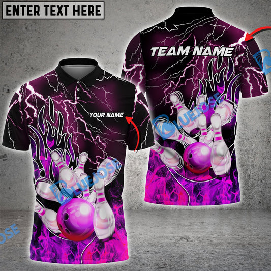 BlueJose Bowling And Pins Electro And Pyro Customized Name 3D Shirt (6 Colors)