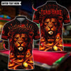 BlueJose Billiards Lion Face 8 Billiards Design Personalized Name Shirt (4 Colors)