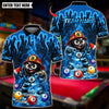 BlueJose Billiards Ball 8 Firefighter Flame Design Personalized Name Shirt (4 Colors)