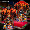 BlueJose Billiards Ball 8 Firefighter Flame Design Personalized Name Shirt (4 Colors)