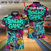 BlueJose Bowling And Pins Graffiti Colorful Bunny Customized Name, Team Name Shirt (4 Colors)