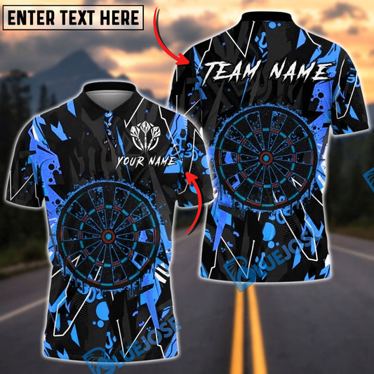 BlueJose Darts Paint Graffiti Dartboard Personalized Name, Team Name Unisex Shirt (4 Colors)