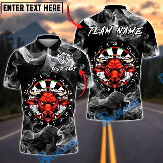 BlueJose Darts Bull Smoke Dartboard Personalized Name, Team Name Unisex Shirt (4 Colors)