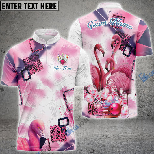 BlueJose Bowling And Pins Flamingo Style Customized Name, Team Name 3D Shirt