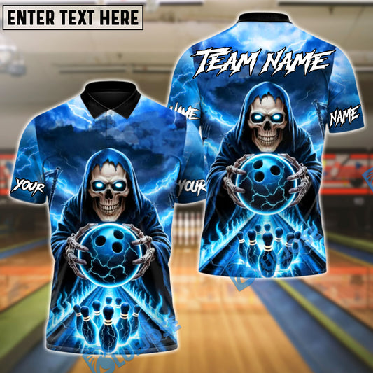 BlueJose Bowling And Pins Hellfire Strike Customized Name, Team Name 3D Shirt (4 Colors)