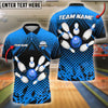 BlueJose Bowling And Pins Net Strike Customized Name, Team Name 3D Shirt (4 Colors)