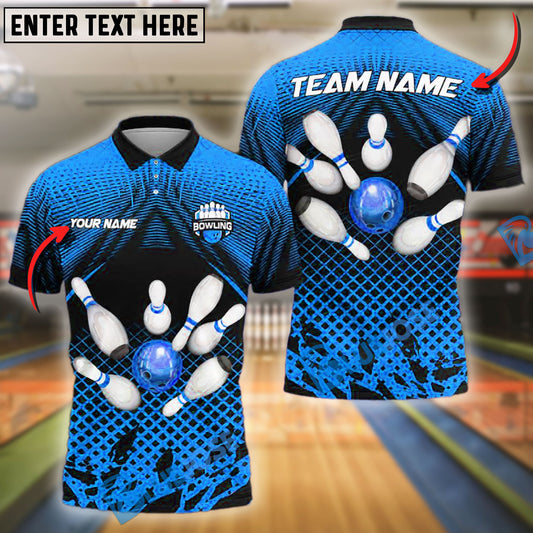 BlueJose Bowling And Pins Net Strike Customized Name, Team Name 3D Shirt (4 Colors)
