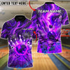 BlueJose Bowling & Pins Blazing Perfect Game Customized Name, Team Name 3D Shirt (4 Colors)