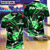 BlueJose Bowling And Pins Dragon Smoke Thunder With Bowling Design Customized Name, Team Name 3D Shirt (4 Colors)