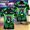 BlueJose Bowling And Pins King Bowling With Flame Pin Design Customized Name, Team Name 3D Shirt (4 Colors)