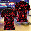BlueJose Bowling And Pins Scary Teddy Bear With X Eye Customized Name, Team Name 3D Shirt (4 Colors)