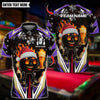 BlueJose Bowling And Pins Santa Fire Strike With Beer Design Customized Name, Team Name 3D Shirt (4 Colors)