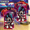 BlueJose Bowling And Pins Dragon Mother And Child With Skull Bowling Design Customized Name, Team Name 3D Shirt (4 Colors)