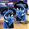 BlueJose Bowling And Pins Flame Strike Swirl Down Customized Name, Team Name 3D Shirt (4 Colors)