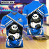 BlueJose Bowling And Pins Angry Panda On Ball Customized Name, Team Name 3D Shirt (4 Colors)