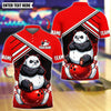 BlueJose Bowling And Pins Angry Panda On Ball Customized Name, Team Name 3D Shirt (4 Colors)