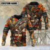 BlueJose Custom Name Hunting Deer Camo US Flag 3D Shirt