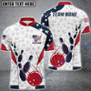 BlueJose Bowling And Pins American Flag Customized Name, Team Name 3D Shirt (4 Options)