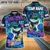 BlueJose Bowling And Pins Cool Shark Graffiti Style Customized Name 3D Shirt (4 Colors)