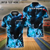 BlueJose Bowling And Pins Green Black Lightning Panther Customized Name, Team Name 3D Shirt