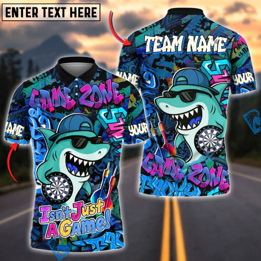 BlueJose Darts Cool Shark Graffiti Style Multicolor Options Personalized Name Shirt (4 Colors)