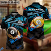 BlueJose Billiards Ball 8&9 Fire Point Strike Personalized Name, Team Name Shirt (4 Colors)