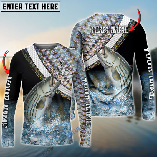 Bluejose Striped Bass Fishing Skin Water Custom Name & Team Name 3D Shirts